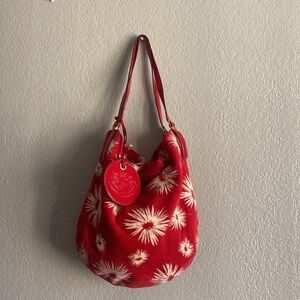 Juicy couture red Velour-red white  tote bag